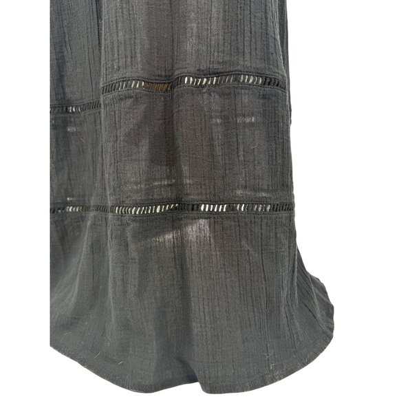 Tobi Black Lace Crochet Trim Gauzy Plunging Strappy Back Casual Boho Maxi Dress - Picture 7 of 16